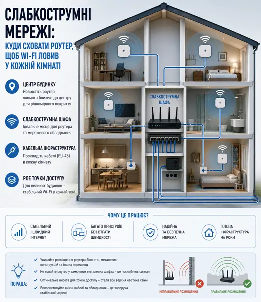 Слабкострумні мережі та Wi-Fi у квартирі