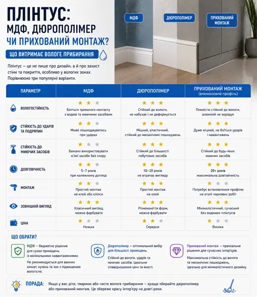 Вибір плінтуса для квартири: МДФ