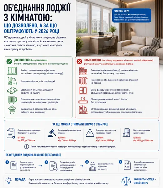 Об'єднання лоджії з кімнатою